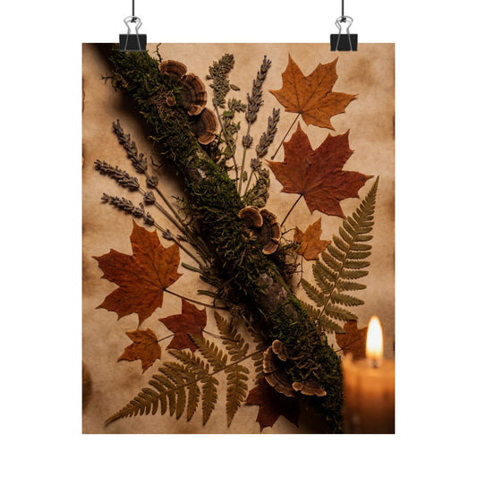 Cottagecore Moss Close Up in Candlelight | Herbarium Wall Art Print Art Print