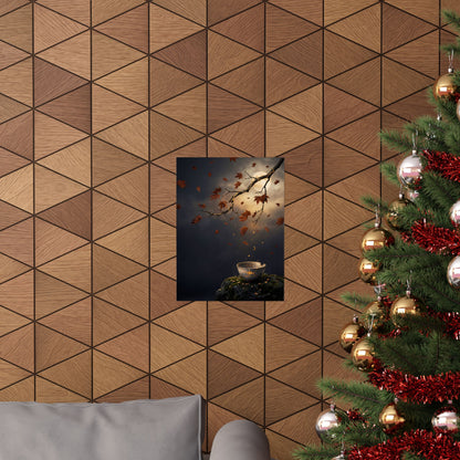 Kintsugi Moonlit Garden in Golden Hour | Gold Repair Wall Art Print