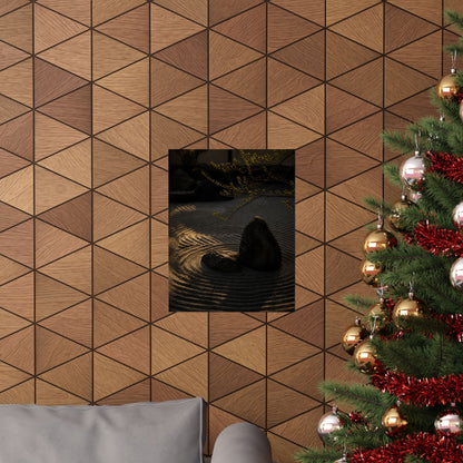 Golden Hour Rock Garden Wall Art Print - Dark Japandi Ma