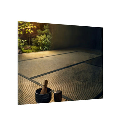 Dark Japandi Tea Ceremony in Golden Hour | Dark Texture Canvas Art