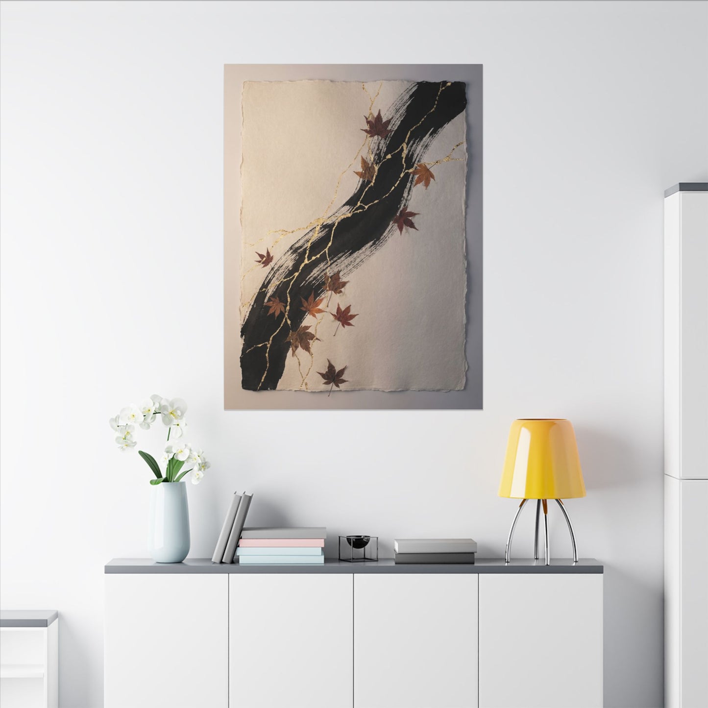 Dawn Ink Brushstroke Canvas Art - Kintsugi Ma