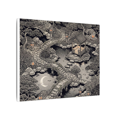 Moonlit Garden Ukiyo E Inspired Canvas Art | Serene Zen Art