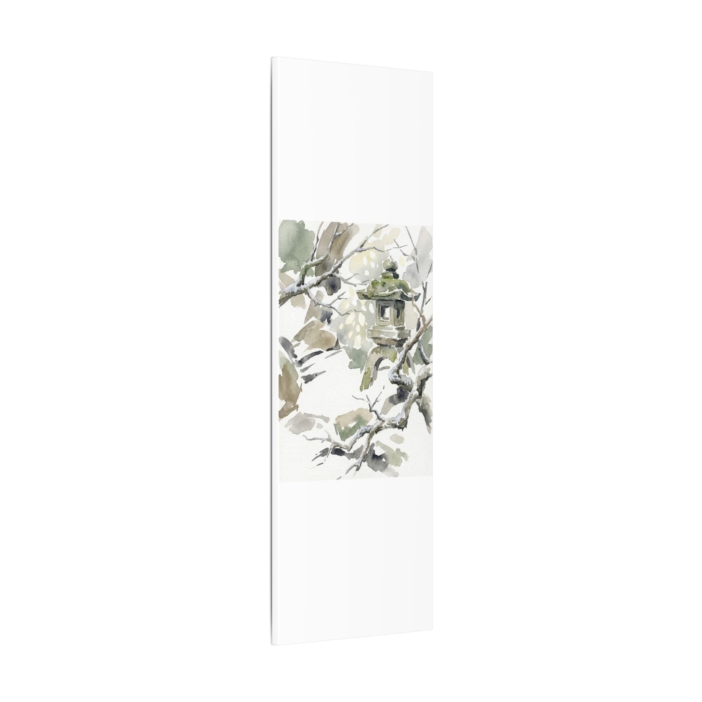 Elegant Stone Lantern Canvas Art - Watercolor Japandi