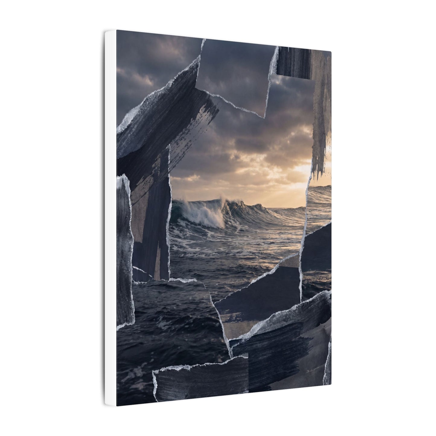 Fukinsei Ocean Wave Canvas Art - Dark Japandi Shadow Zen