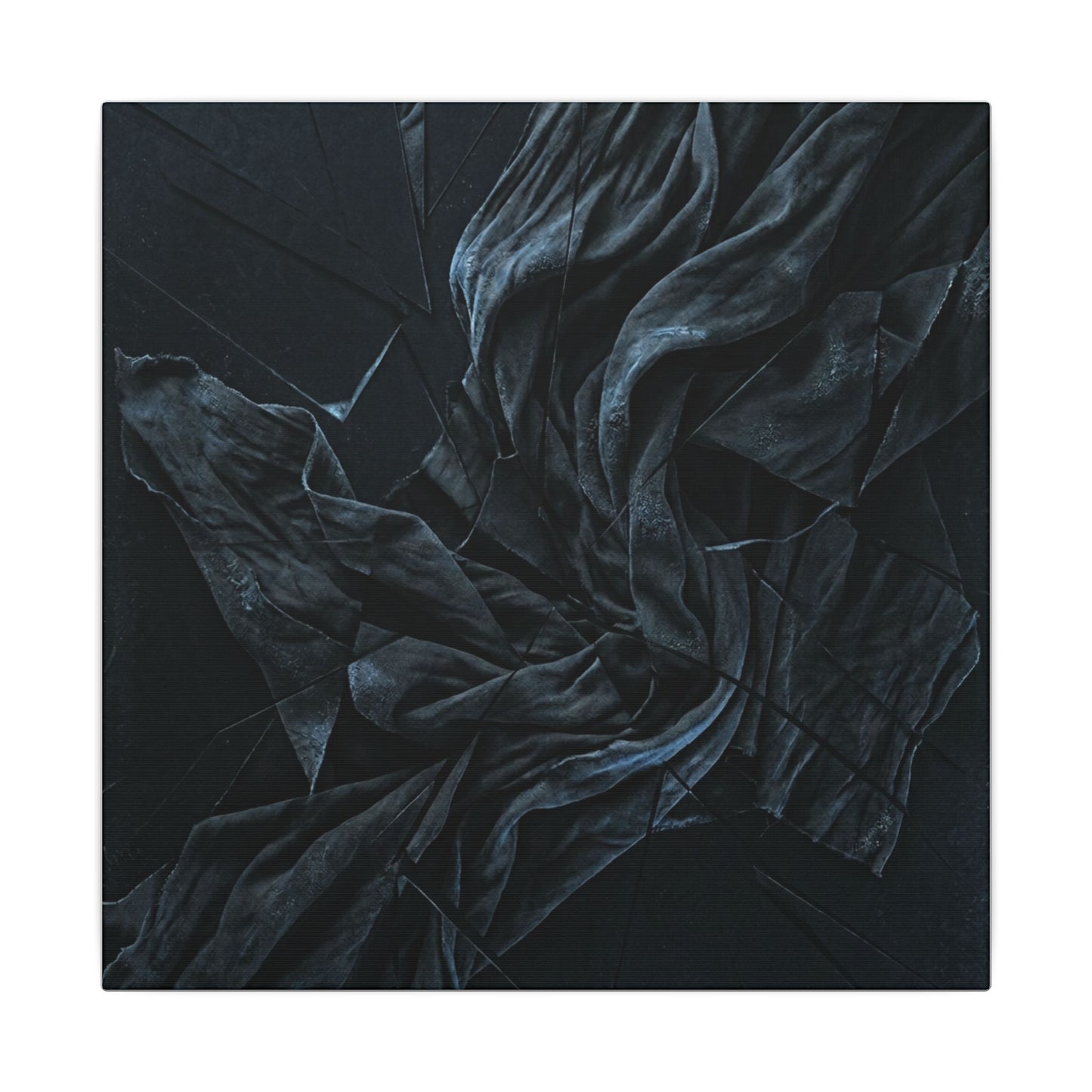 Dark Japandi Silk Drape in Moonlight | Moody Minimal Canvas Art