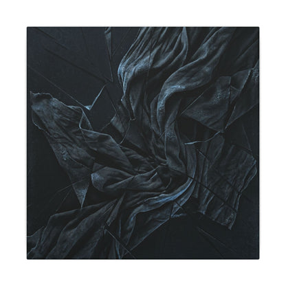 Dark Japandi Silk Drape in Moonlight | Moody Minimal Canvas Art