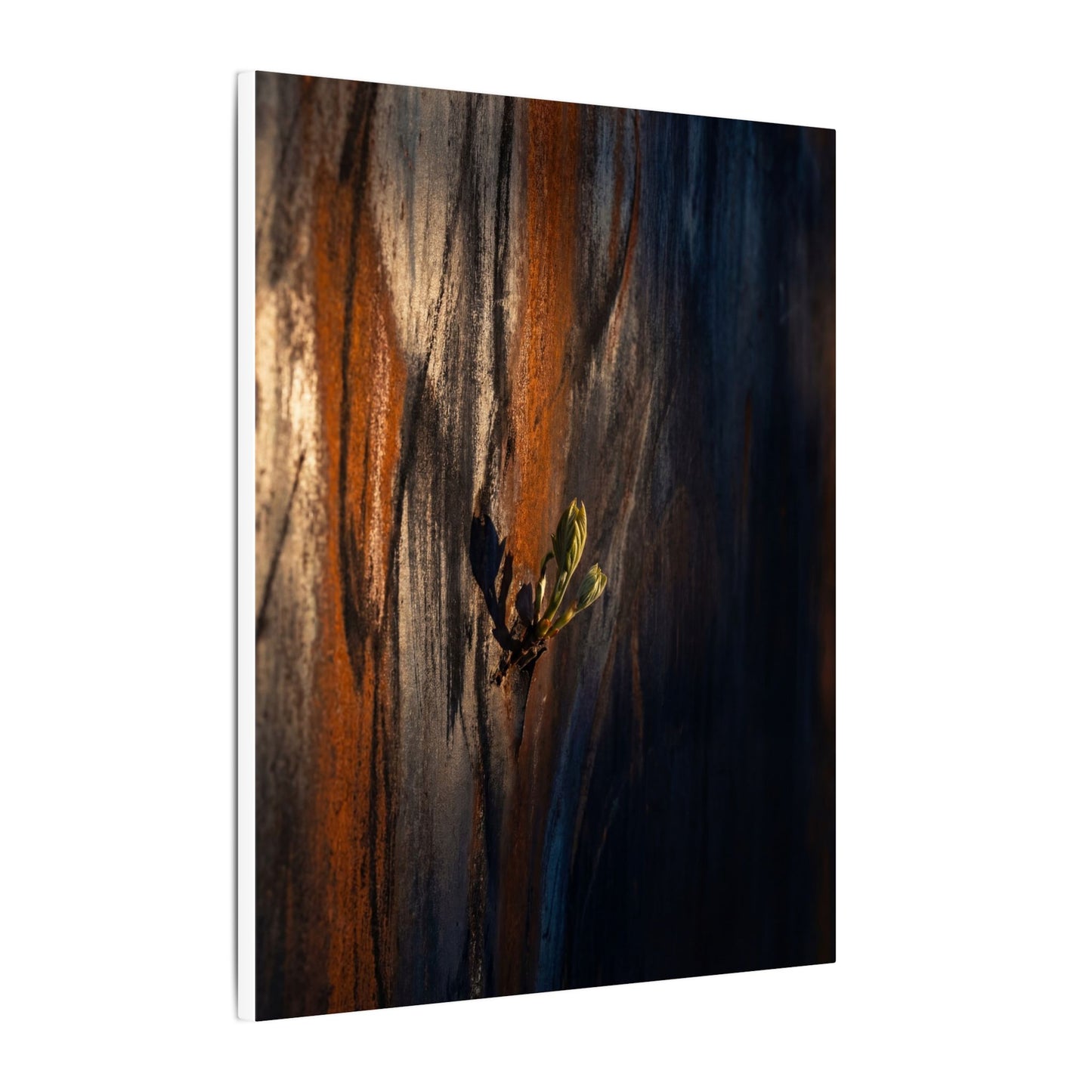 Rust Patina Charcoal Ink Canvas Art | Moody Dark Japandi Art