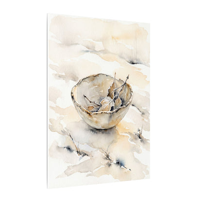 Ceramic Bowl Canvas Art | Winter Japandi Watercolor Art