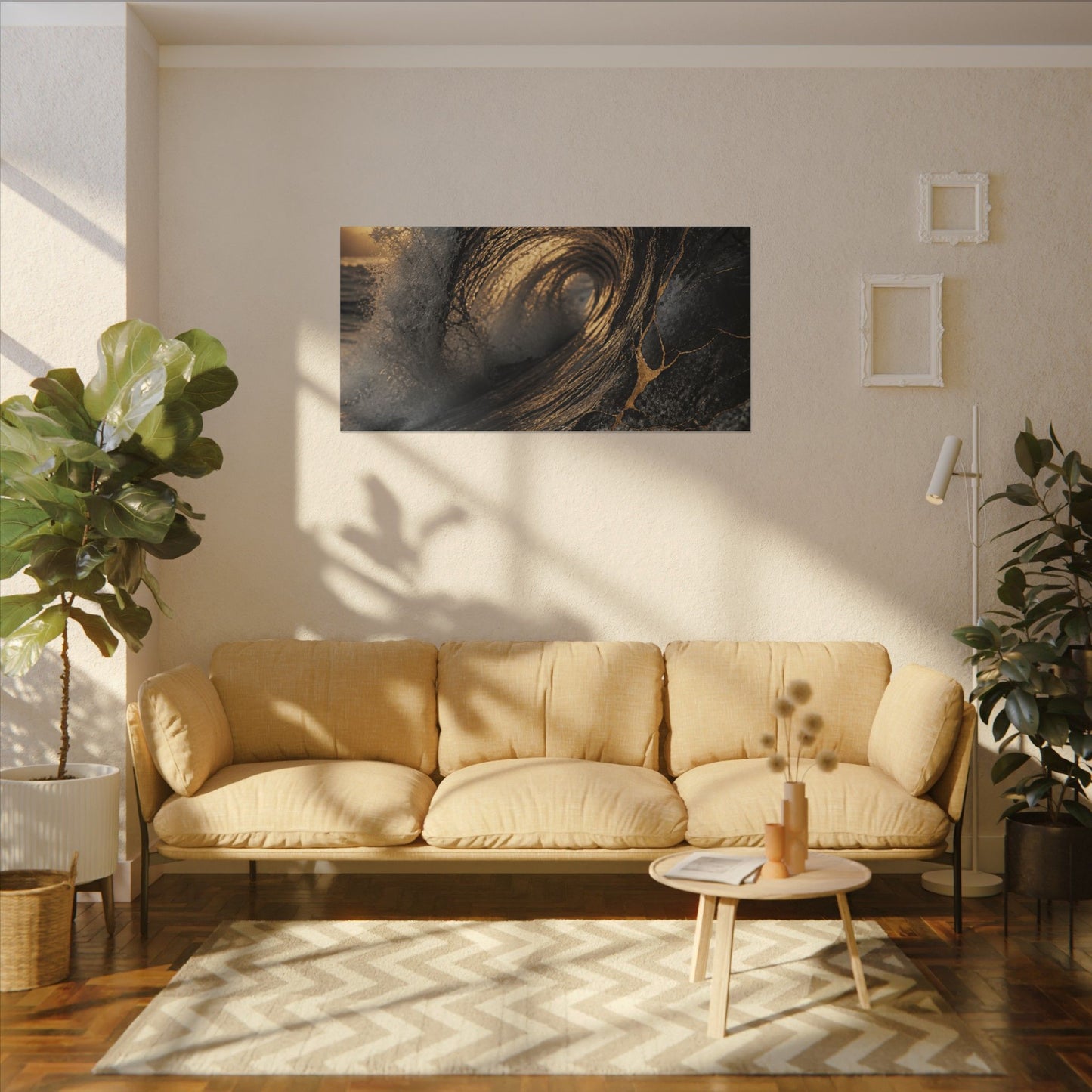 Kanso Ocean Wave Canvas Art - Kintsugi Gold Vein
