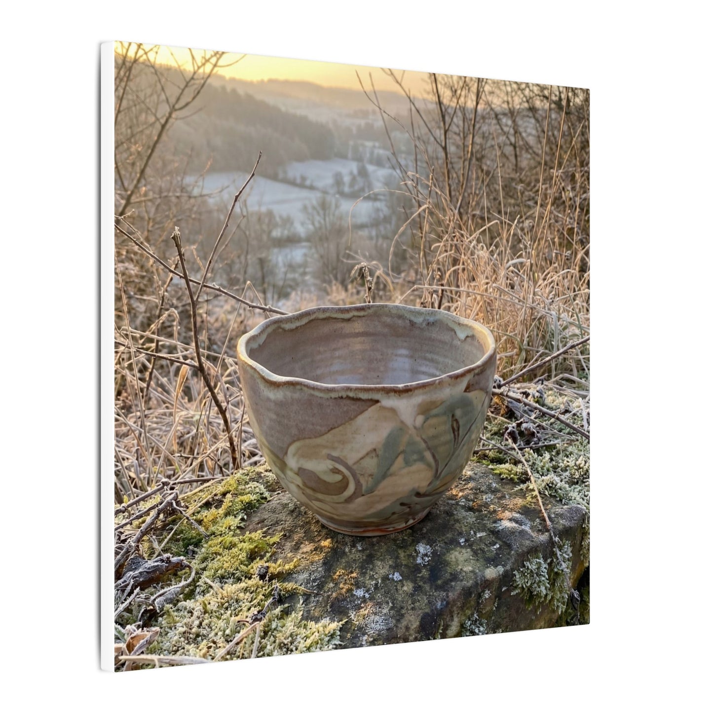 Golden Hour Ceramic Bowl Canvas Art - Japandi Shibui