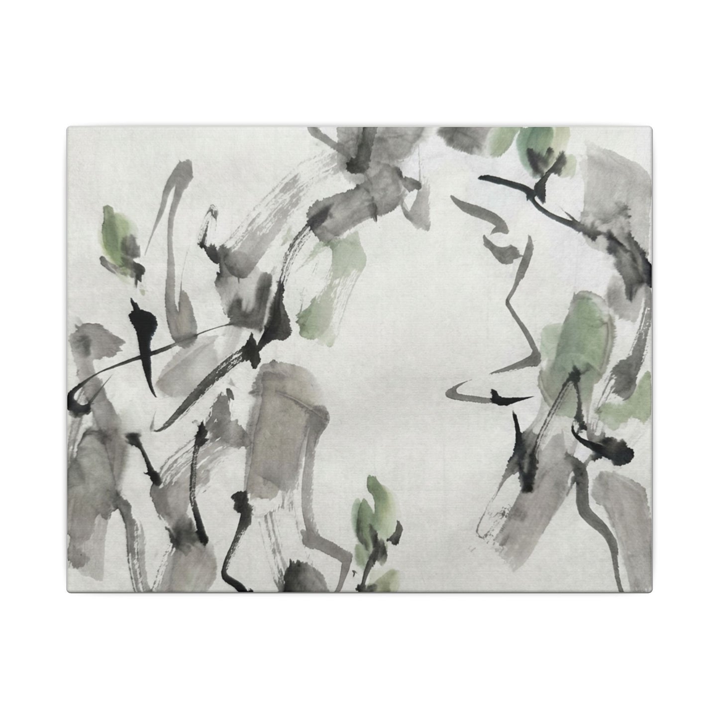 Zen Ink Brushstroke in Overcast | Sumi E Canvas Art