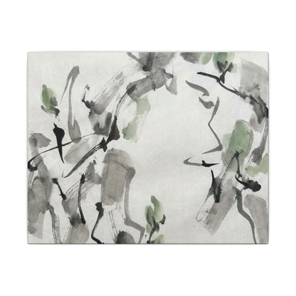 Zen Ink Brushstroke in Overcast | Sumi E Canvas Art