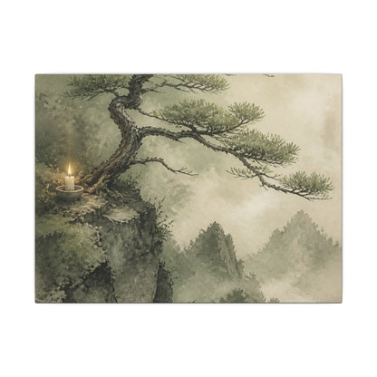 Candlelight Pine Tree Canvas Art - Japandi Kanso