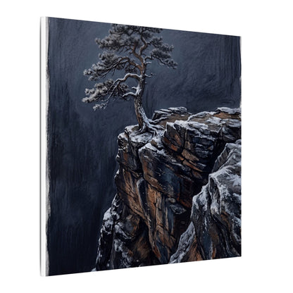 Dark Japandi Pine Tree in Dawn | Dark Texture Canvas Art