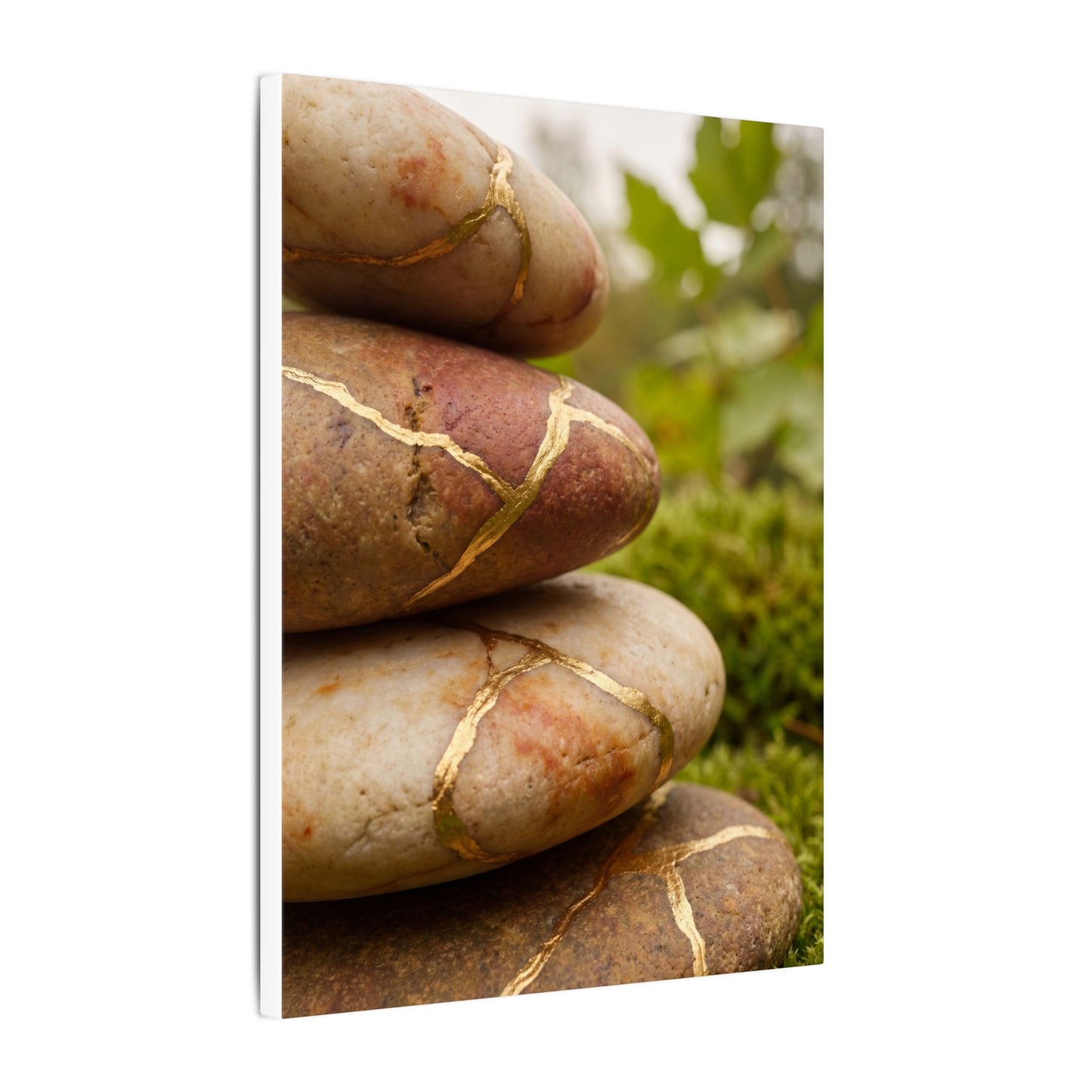 River Stones Summer Canvas Art | Kintsugi Healing Design