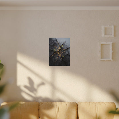 Ma Cracked Earth Canvas Art - Dark Japandi Charcoal Ink