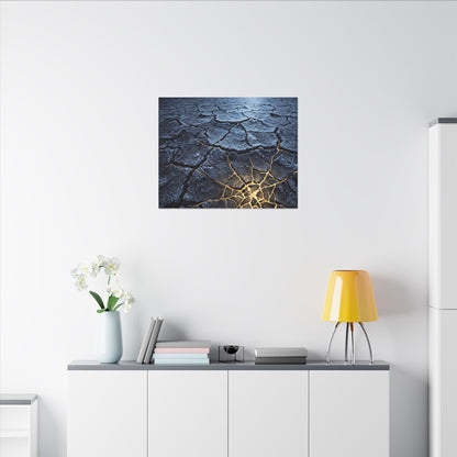Moonlight Cracked Earth Canvas Art - Kintsugi Mono No Aware