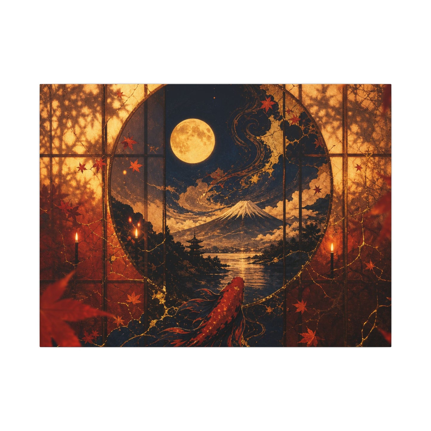 Beautiful Shoji Screen Canvas Art - Gold Vein Kintsugi
