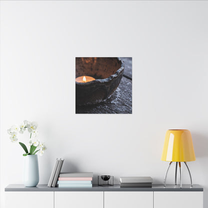 Atmospheric Ceramic Bowl Canvas Art - Moody Minimal Dark Japandi