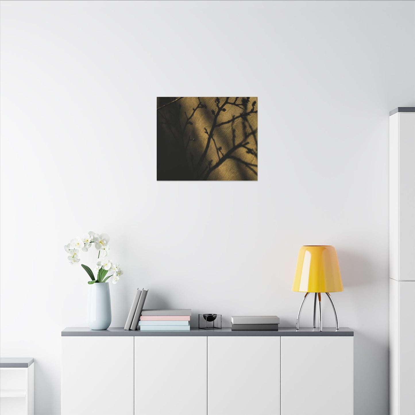 Golden Hour Shadow Play Canvas Art - Dark Japandi Seijaku