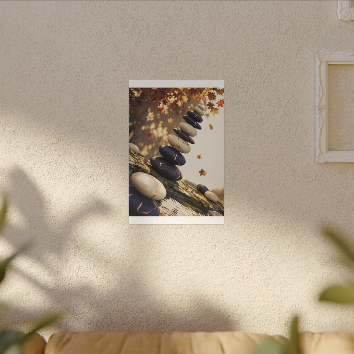 Ma River Stones Canvas Art - Kintsugi Gold Vein