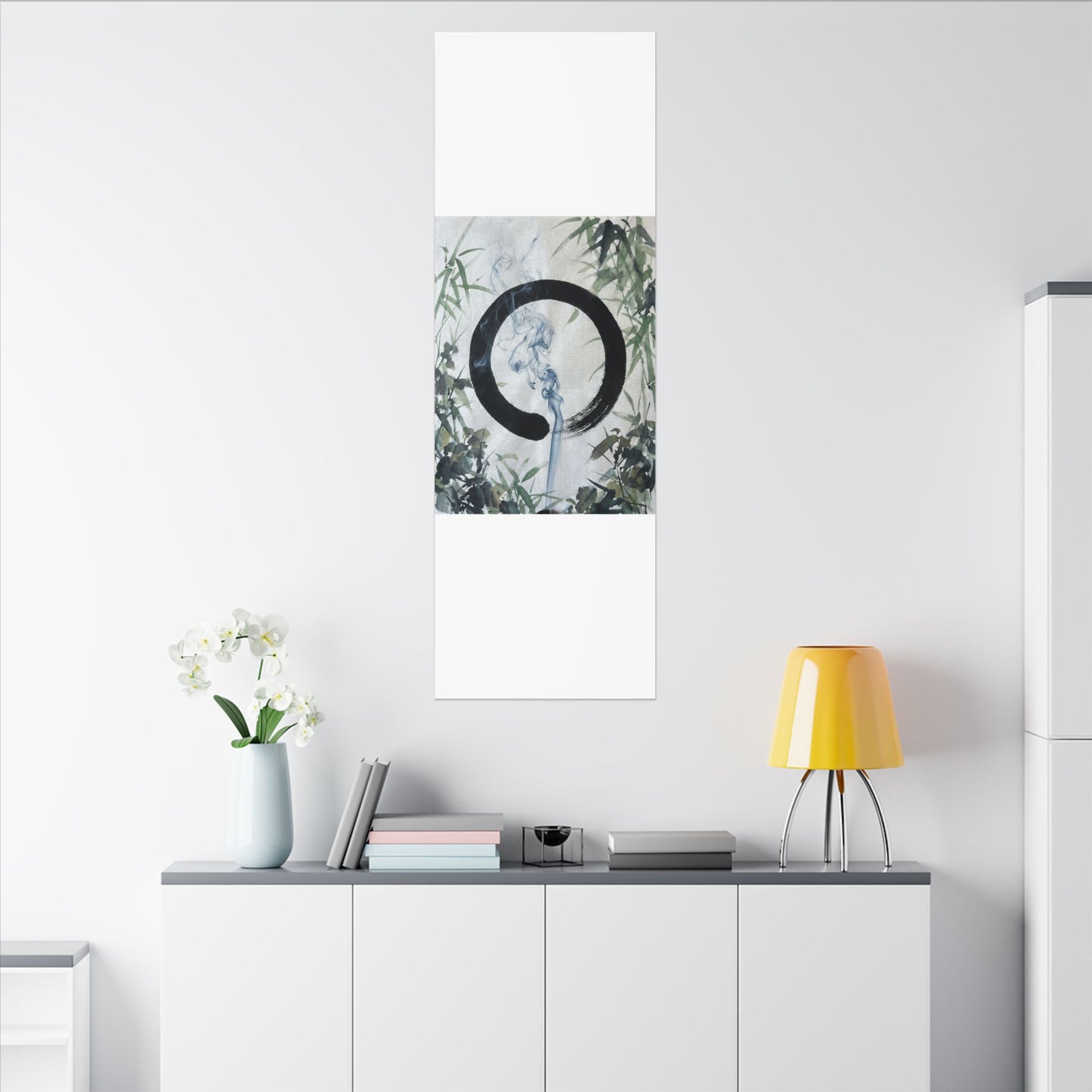 Zen Incense Smoke in Moonlight | Enso Canvas Art