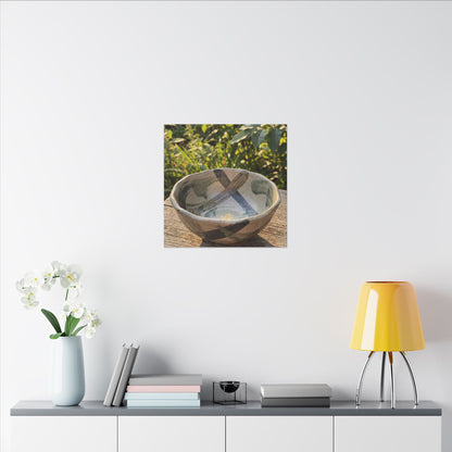 Earthy Ceramic Bowl Canvas Art - Japanese Pattern Japandi