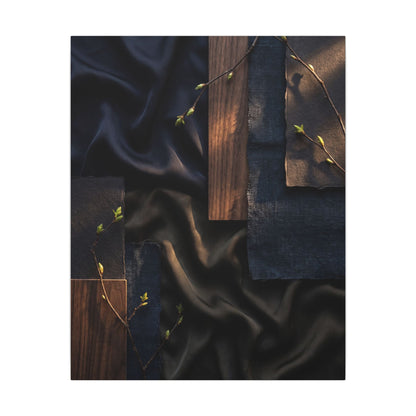 Silk Drape Spring Canvas Art | Dark Japandi Moody Design