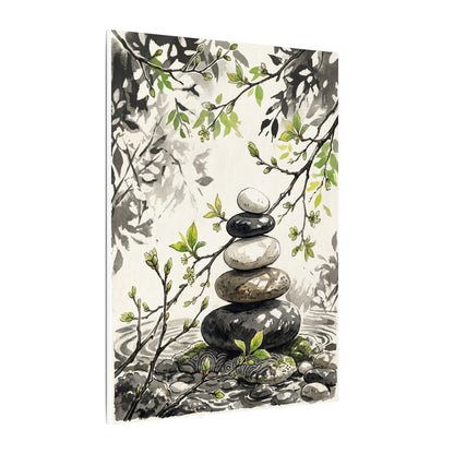 Spring River Stones Japanese Pattern Canvas Art | Elegant Decor