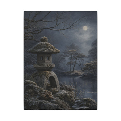 Stone Lantern Canvas Art | Winter Japandi Japanese Pattern Art