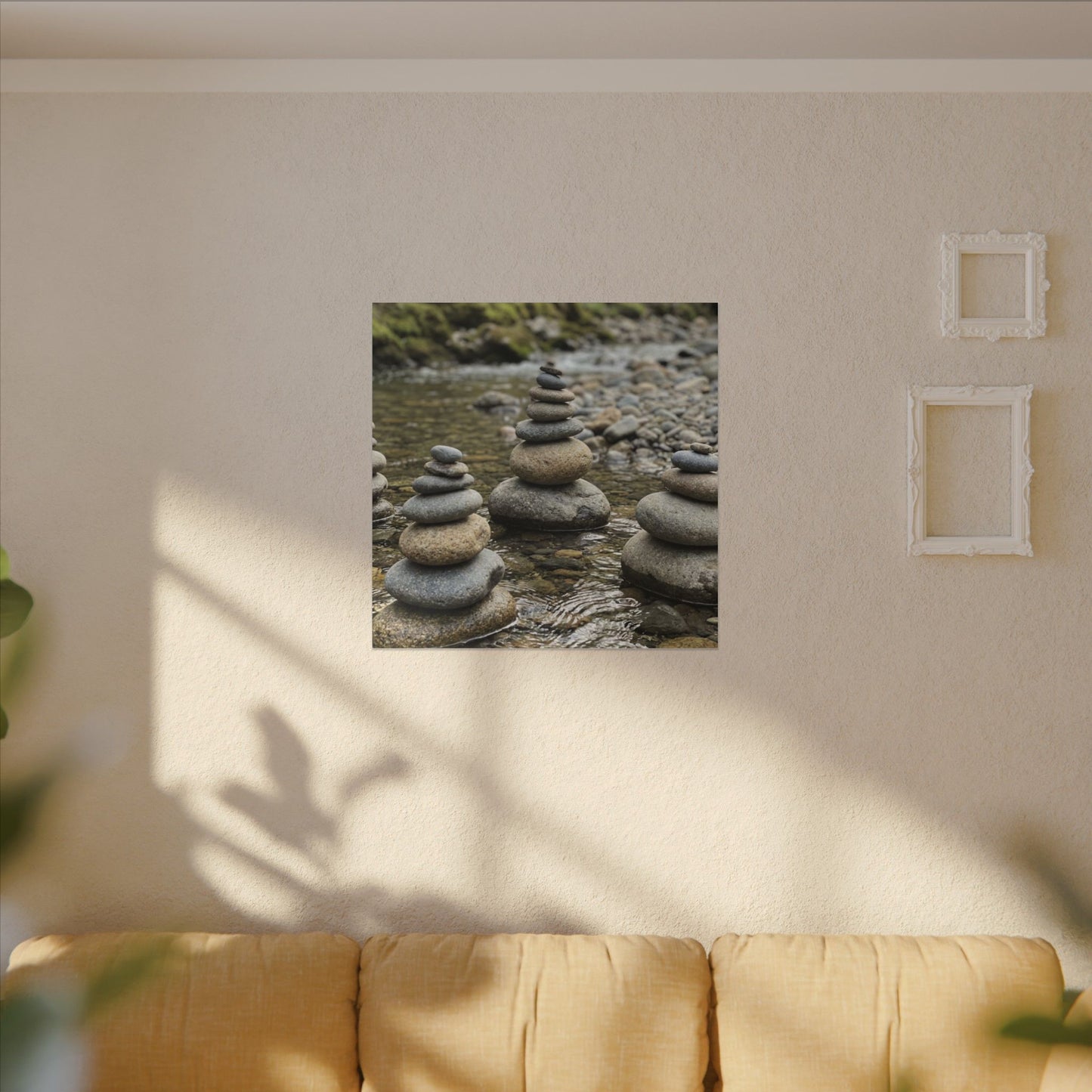 Zen River Stones in Dawn | Karesansui Canvas Art