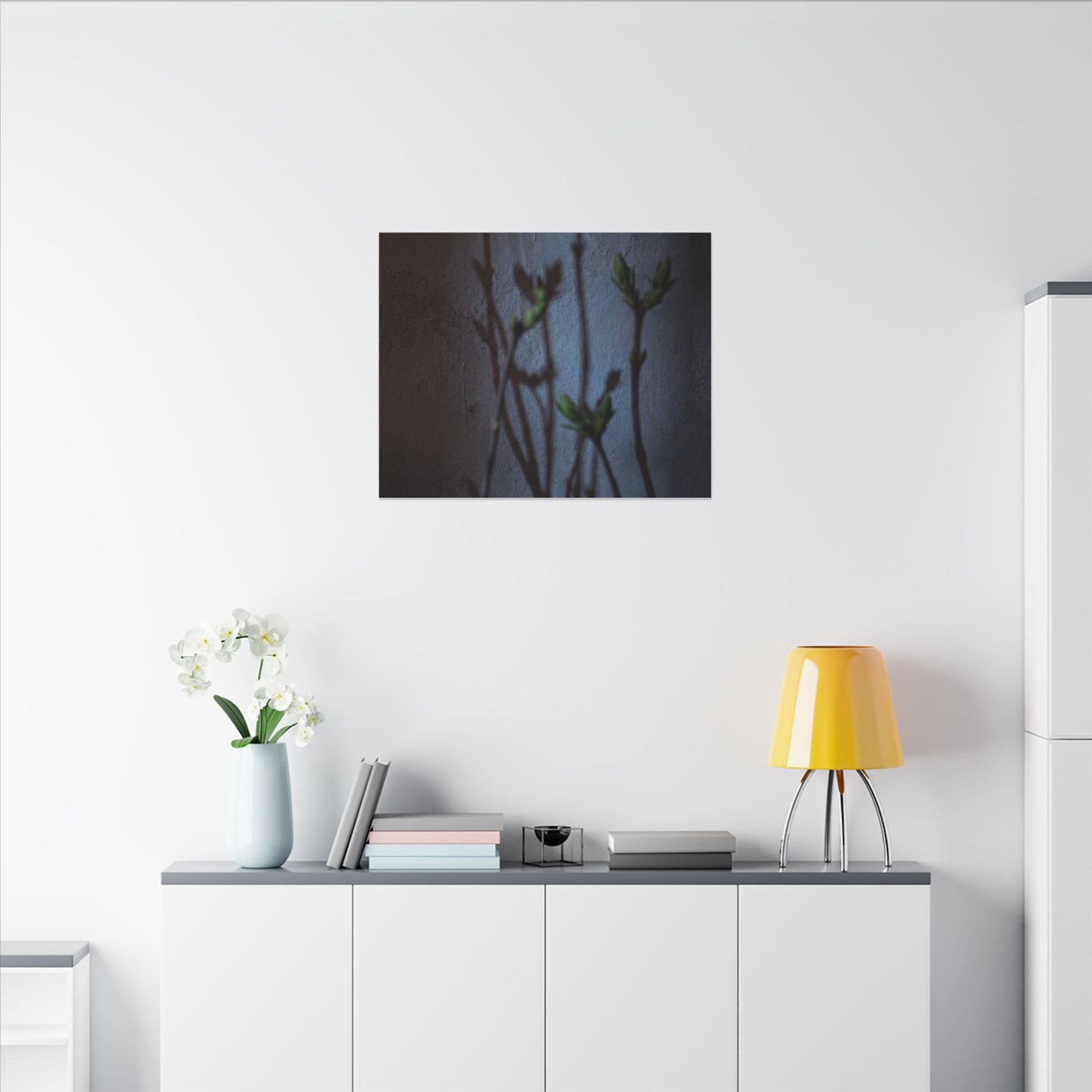 Shadow Play Spring Canvas Art | Dark Japandi Sophisticated Design