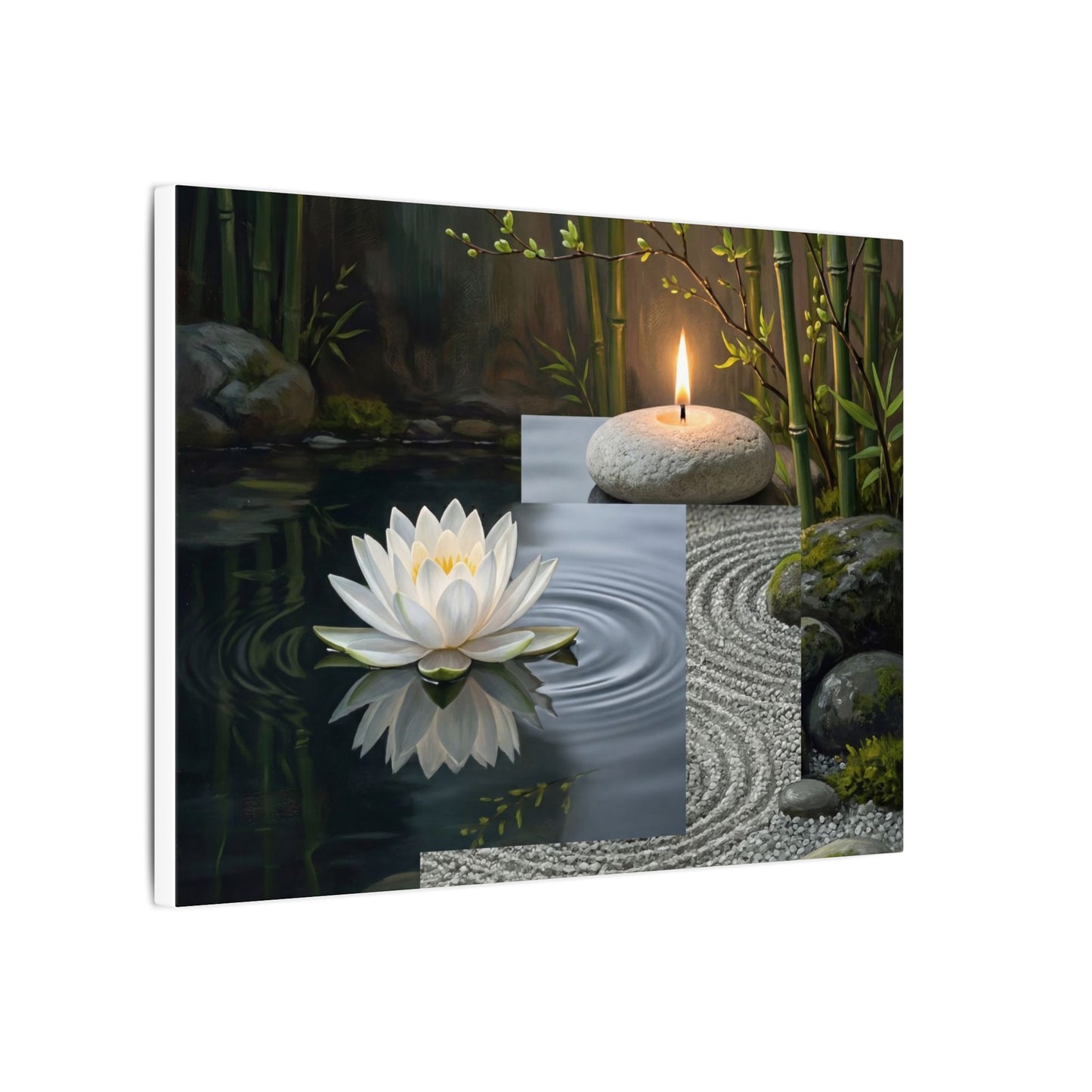 Candlelight Lotus Flower Canvas Art - Zen Kanso