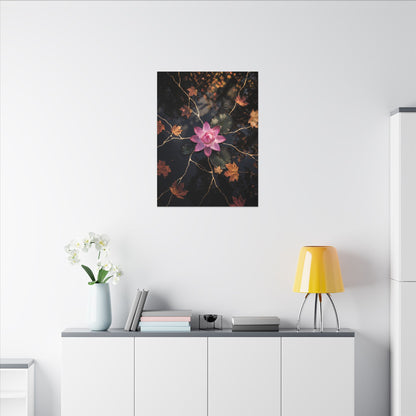 Ma Lotus Flower Canvas Art - Kintsugi Gold Vein