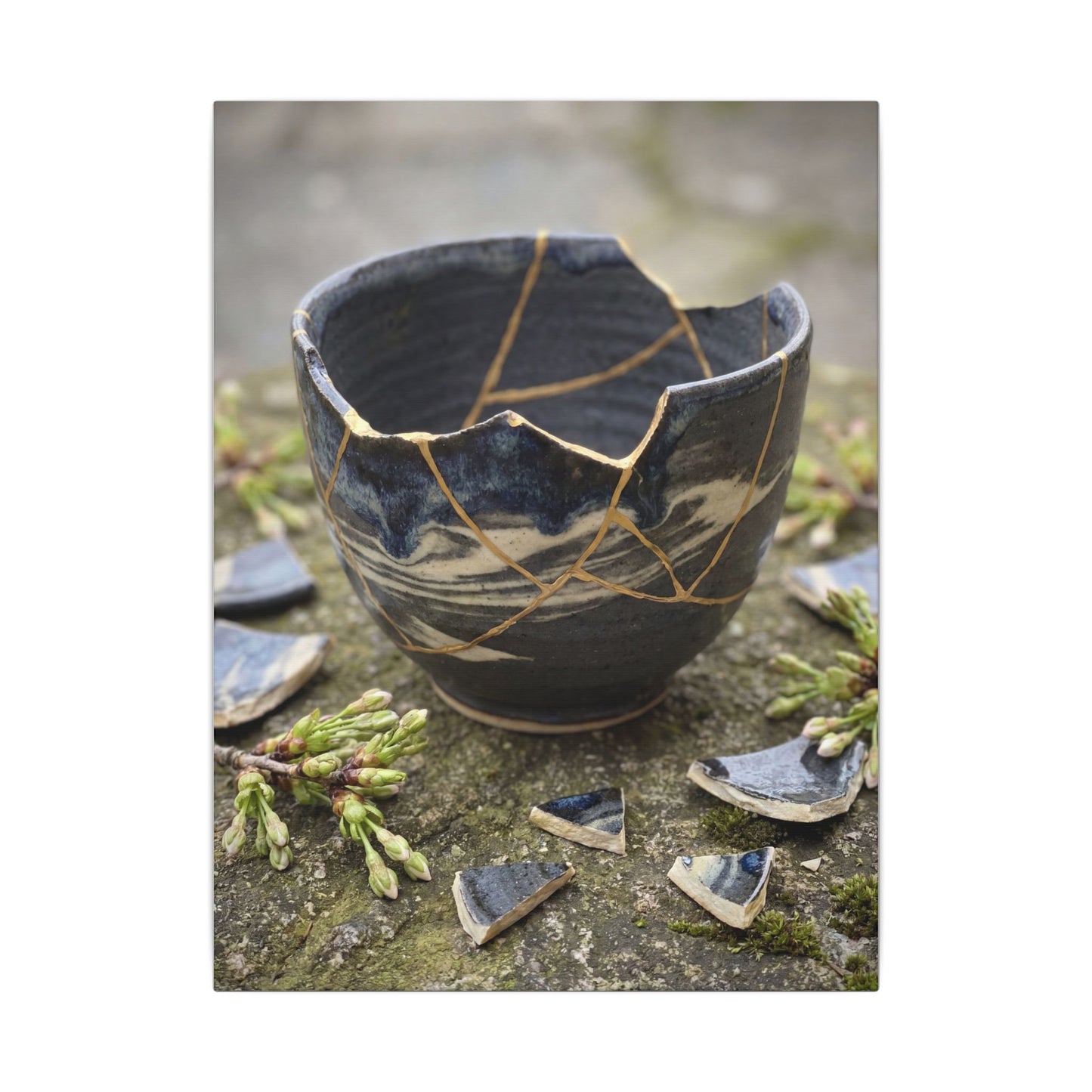 Datsuzoku Ceramic Bowl Canvas Art - Kintsugi Gold Repair