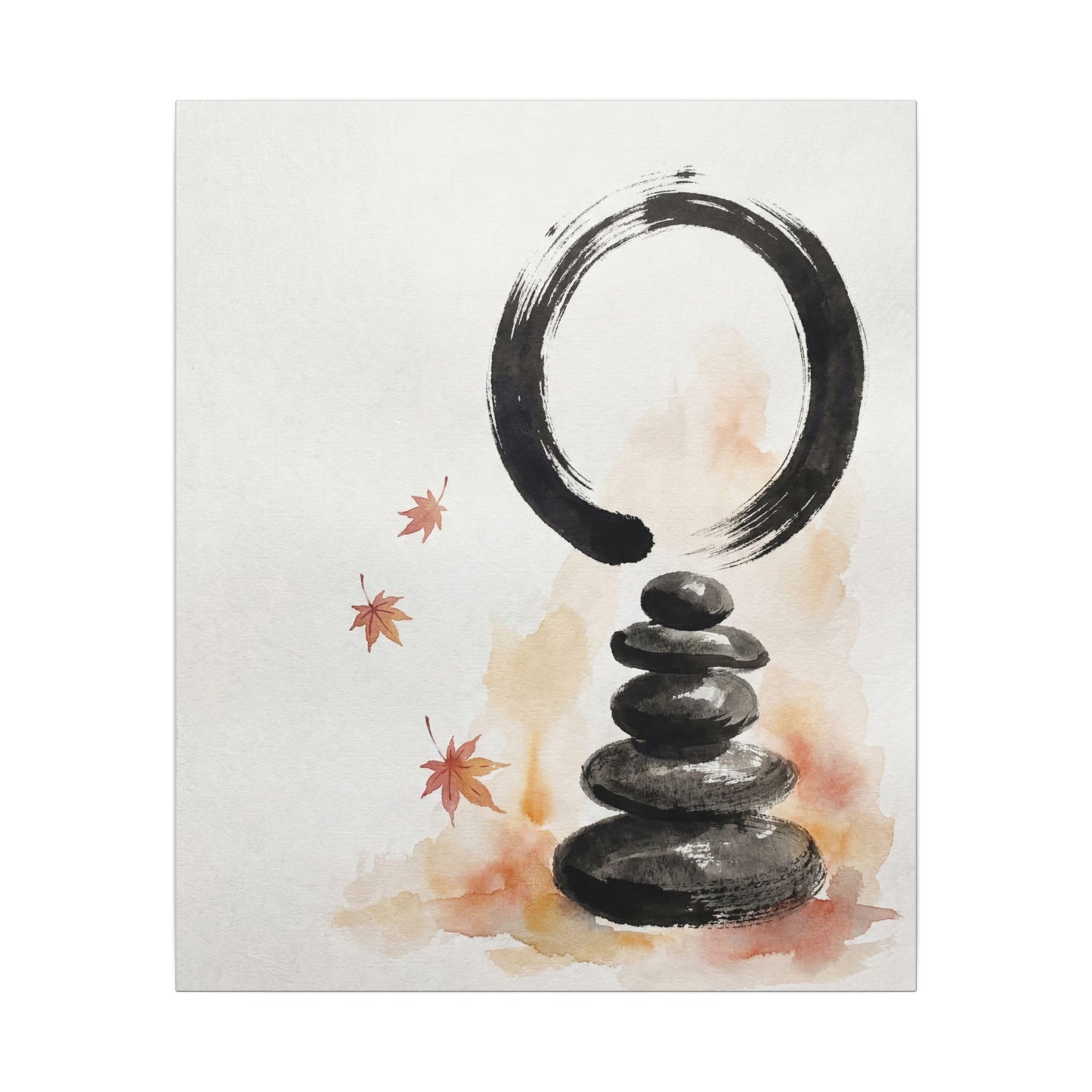 River Stones Canvas Art | Autumn Zen Enso Art