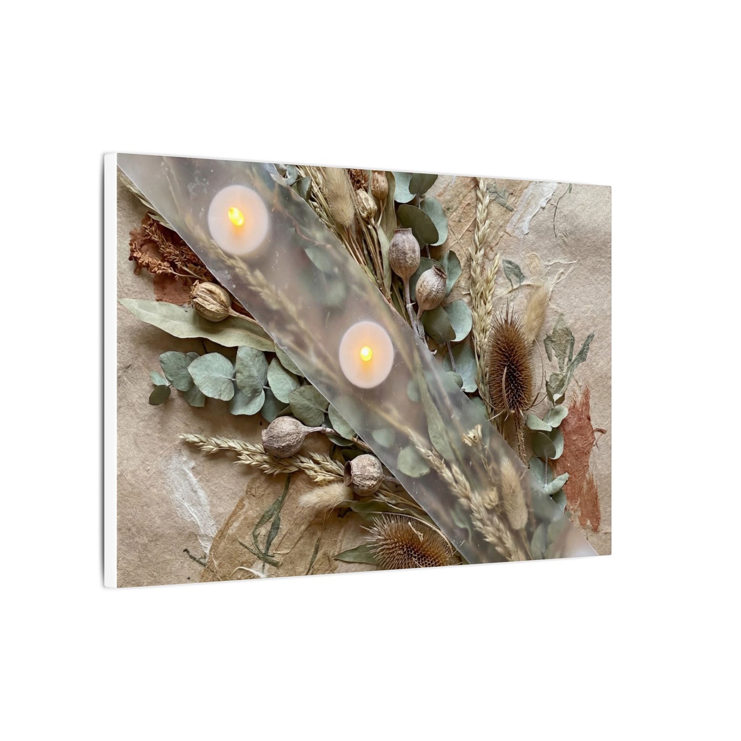 Candlelight Dried Flowers Canvas Art - Japandi Kanso