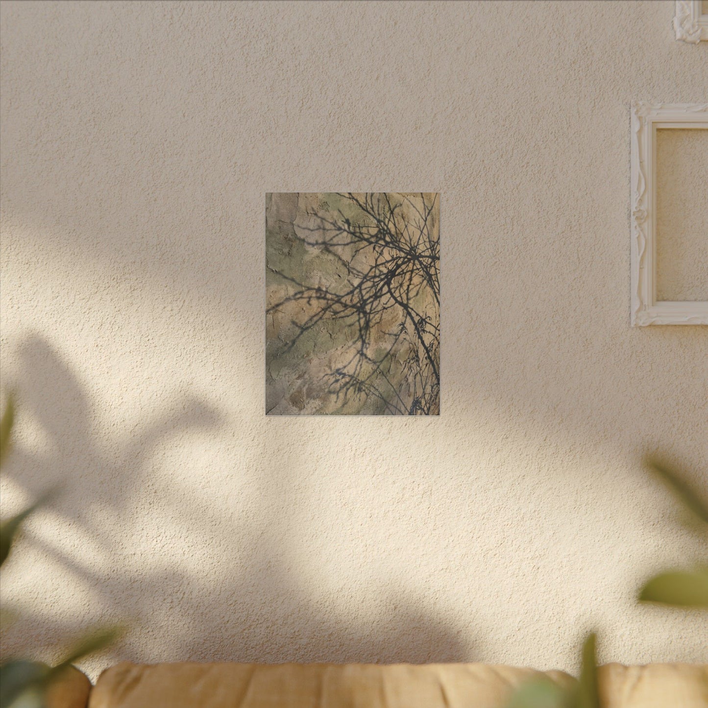 Japandi Shadow Play in Golden Hour | Texture Canvas Art