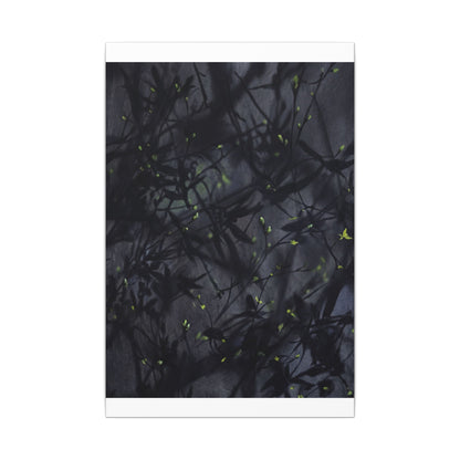 Shadow Play Spring Canvas Art | Dark Japandi Atmospheric Design