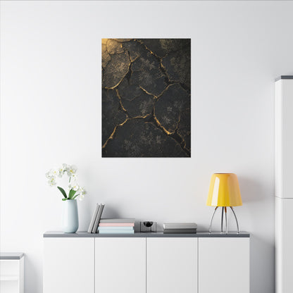 Cracked Earth Canvas Art | Winter Dark Japandi Shadow Zen Art