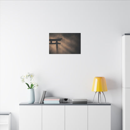 Torii Gate Shadow Zen Canvas Art | Bold Dark Japandi Art
