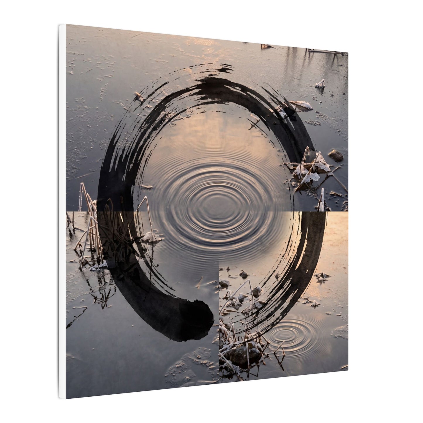 Winter Water Ripple Enso Canvas Art | Tranquil Decor