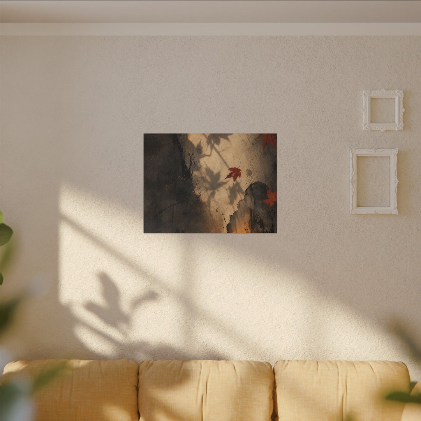 Shadow Play Texture Canvas Art | Neutral Japandi Art
