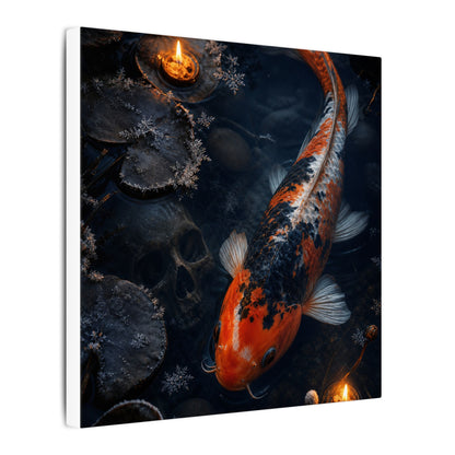Koi Pond Canvas Art | Winter Dark Japandi Shadow Zen Art