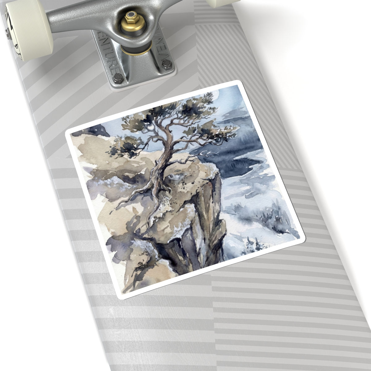 Winter Pine Tree Watercolor Sticker | Neutral Decor Art Print