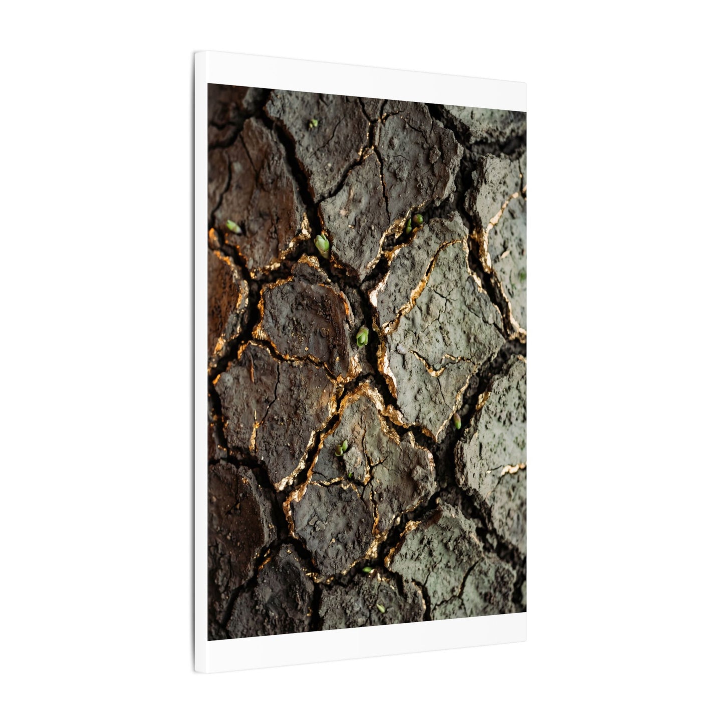 Earthy Cracked Earth Canvas Art - Japanese Pattern Japandi