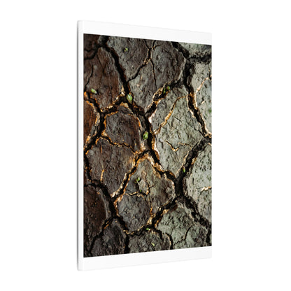 Earthy Cracked Earth Canvas Art - Japanese Pattern Japandi