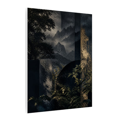 Mountain Mist Summer Canvas Art | Dark Japandi Atmospheric Design