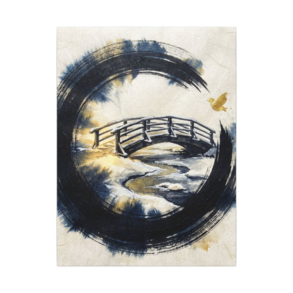 Autumn Ink Brushstroke Karesansui Canvas Art | Peaceful Decor