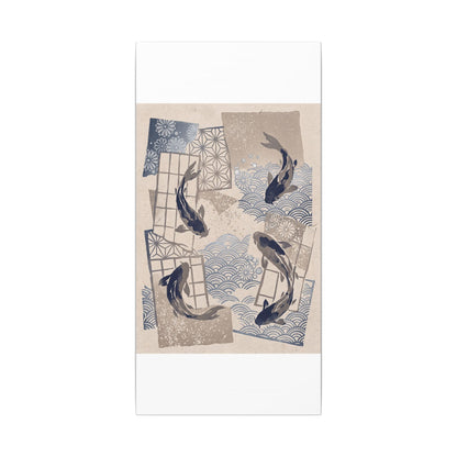 Earthy Koi Pond Canvas Art - Japanese Pattern Japandi